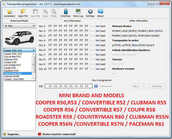 3-MINI-Countryman-key-learning-programming-device
